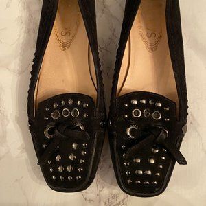 Tods Flats Studded Loaders Suede Driving Shoes  Sz 36.5